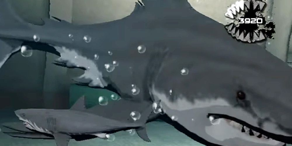 O Megalodon ataca o jogador em Jaws: Ultimate Predator