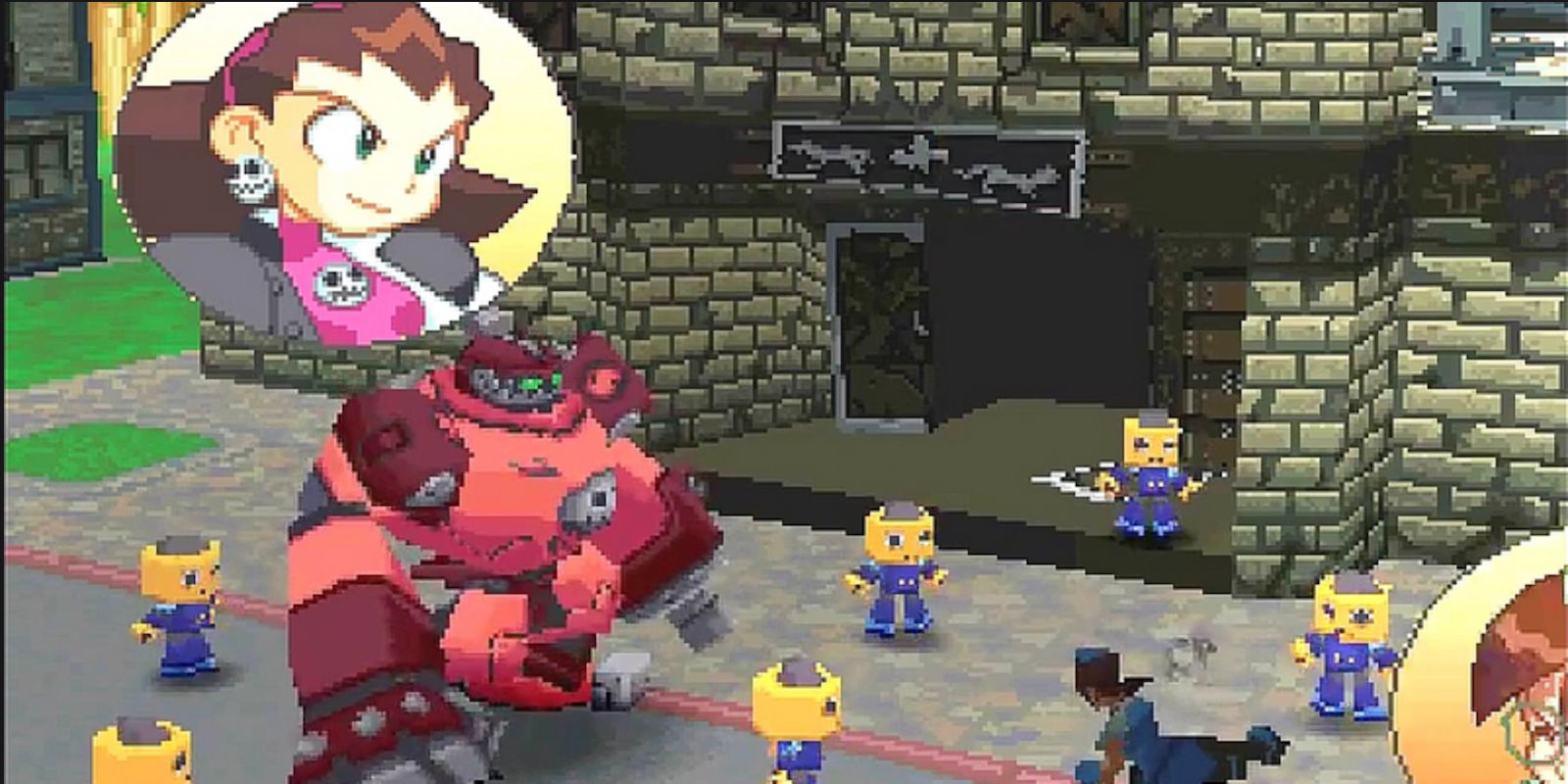 Tron Bonne ajuda a roubar um banco no PlayStation's The Misadventures of Tron Bonne