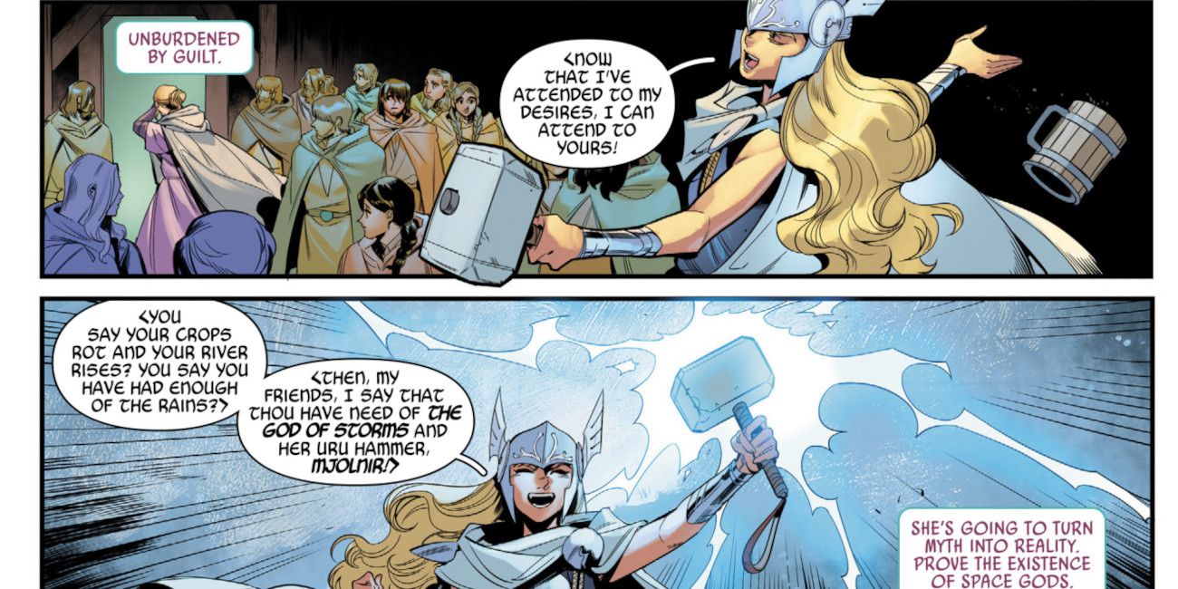 Thorgwen about to perform a miracle for her followers in Gwen-verse