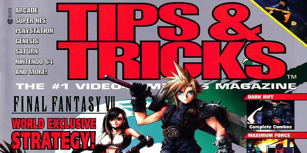 Capa de revista Tips and Tricks mostrando os personagens Cloud e Tifa de Final Fantasy VII