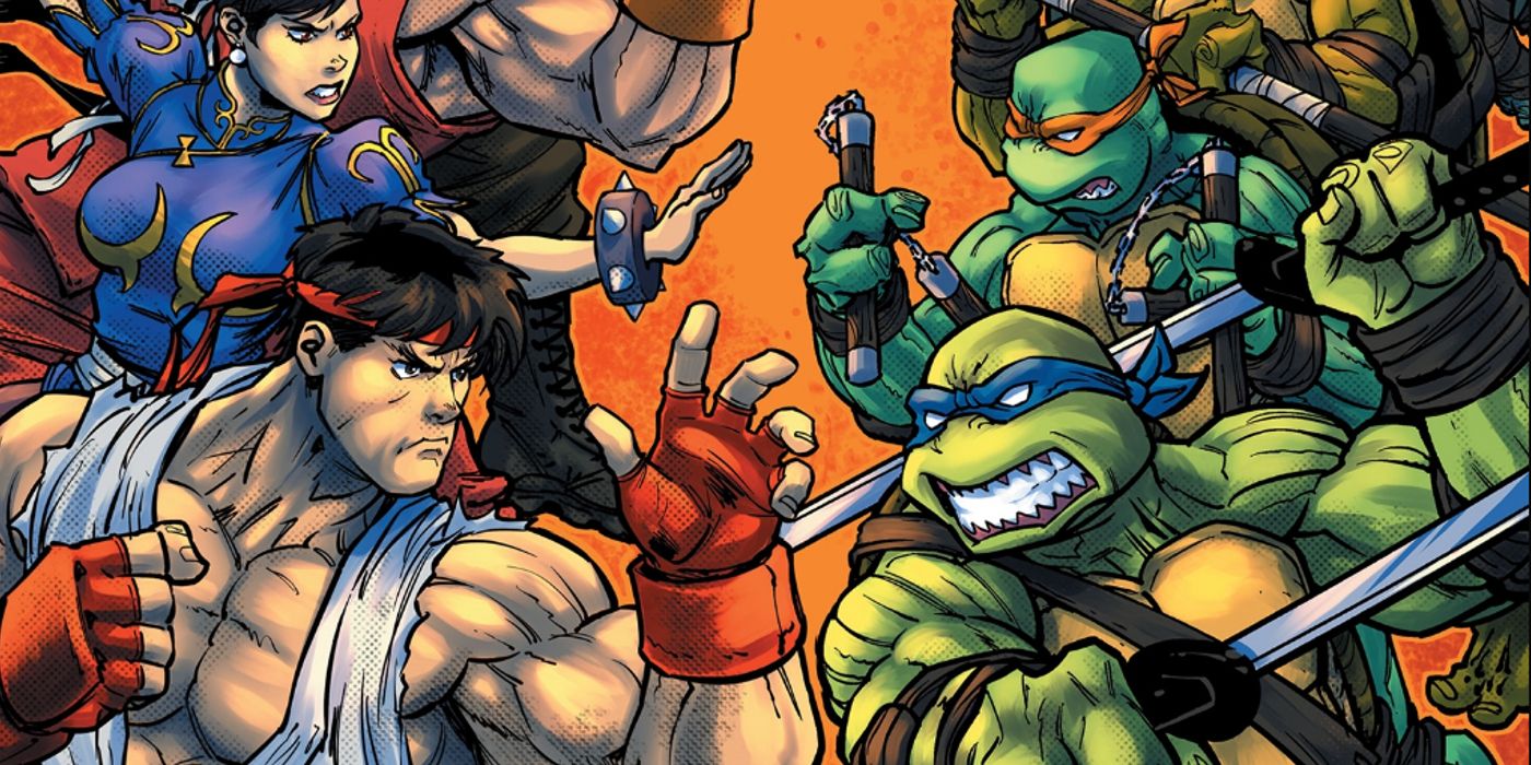 the teenage mutant ninja turtles and roster of street fighter characters going head to head