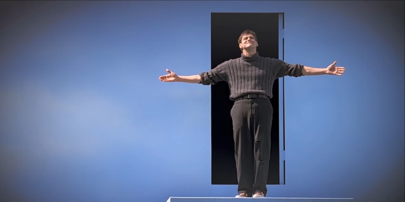 Truman standing with his arms spread in The Truman Show