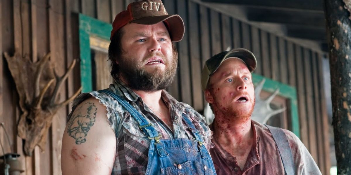 Tucker and Dale looking confused and shocked