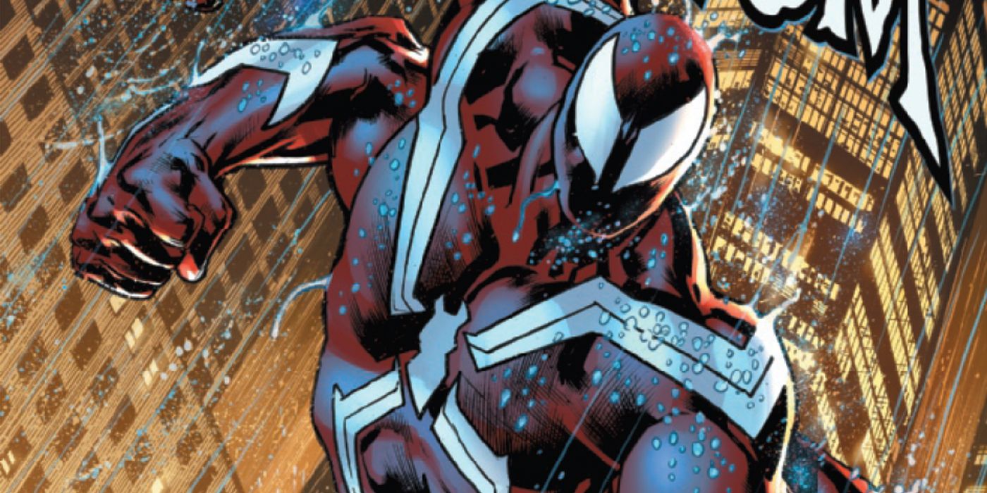 eddie brock in his red and white, four-armed form as seen on the cover of venom #21