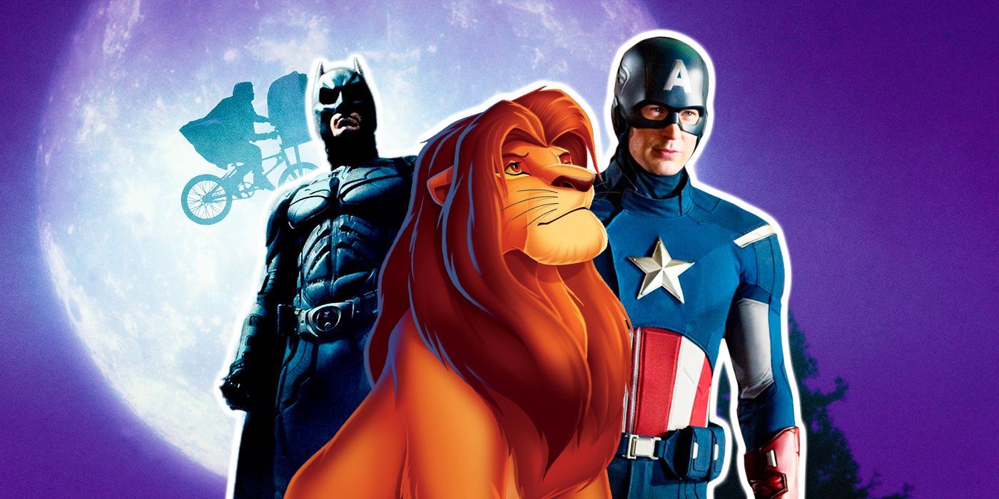 The Lion King, Captain America, and The Dark Knight in front of E.T