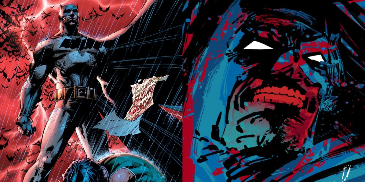 Split image of Batman and Robin in All-Star, and in cover art for The Dark Knight Strikes Again.
