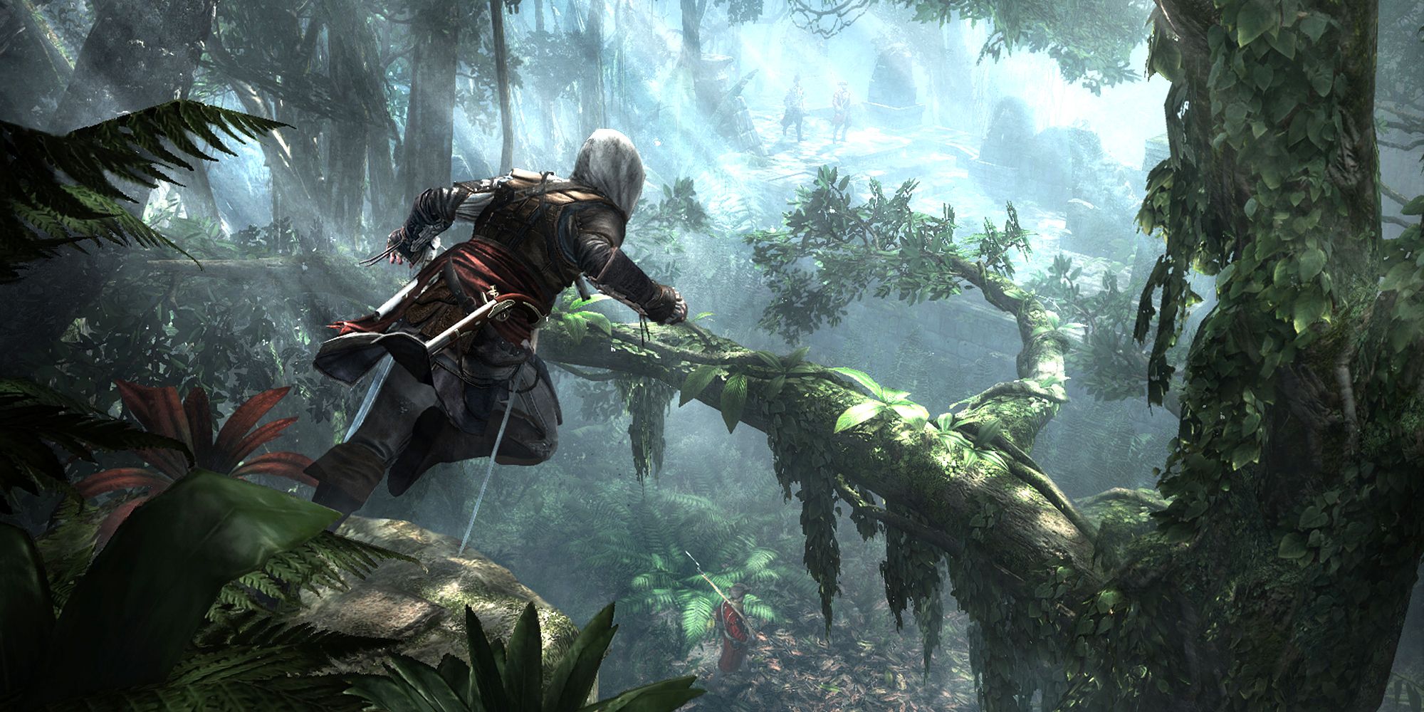 Assassin's Creed IV Black Flag Edward Kenway corrida livre em árvores