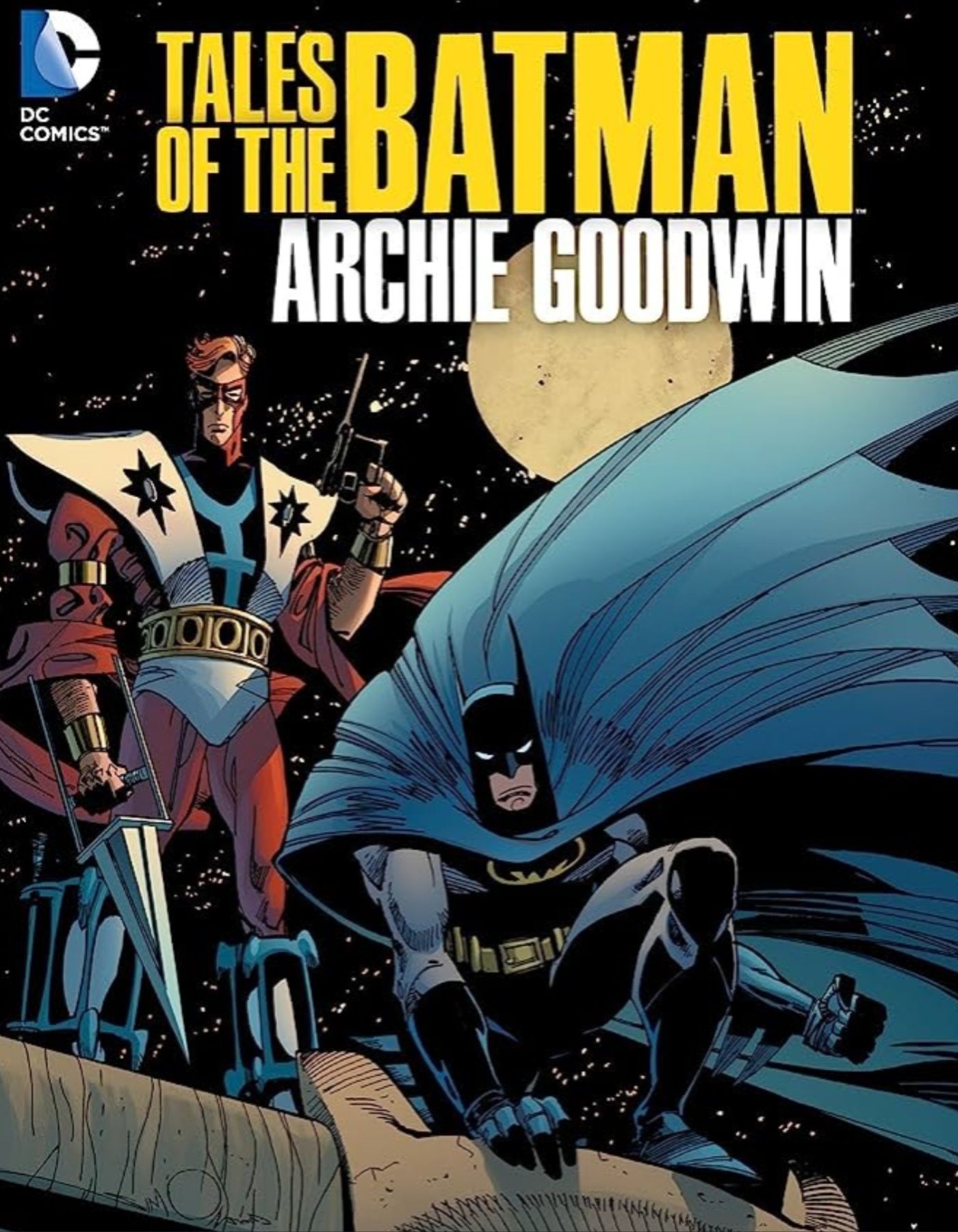 Batman standing with Manhunter in cover art for Tales of the Batman: Archie Goodwin.