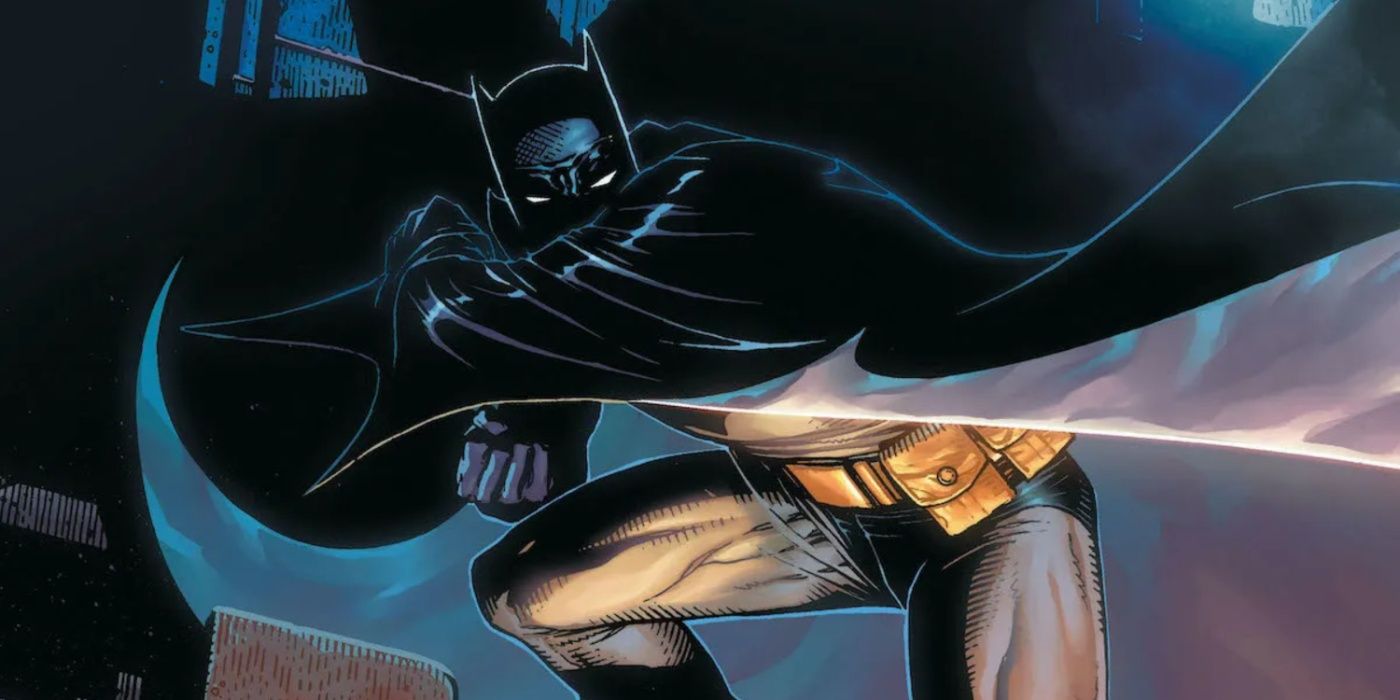 Batman covering himself with is cape in Jim Cheung's variant art for the Brave and the Bold comic series.