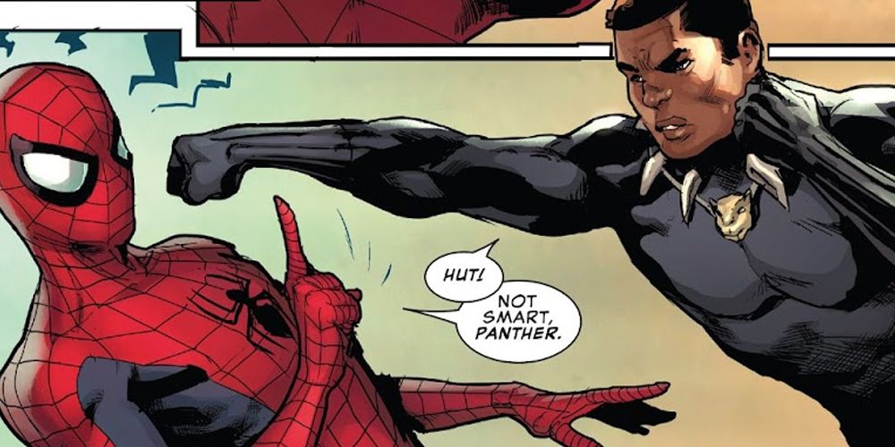 Black Panther throws a punch in The Spectacular Spider-Man