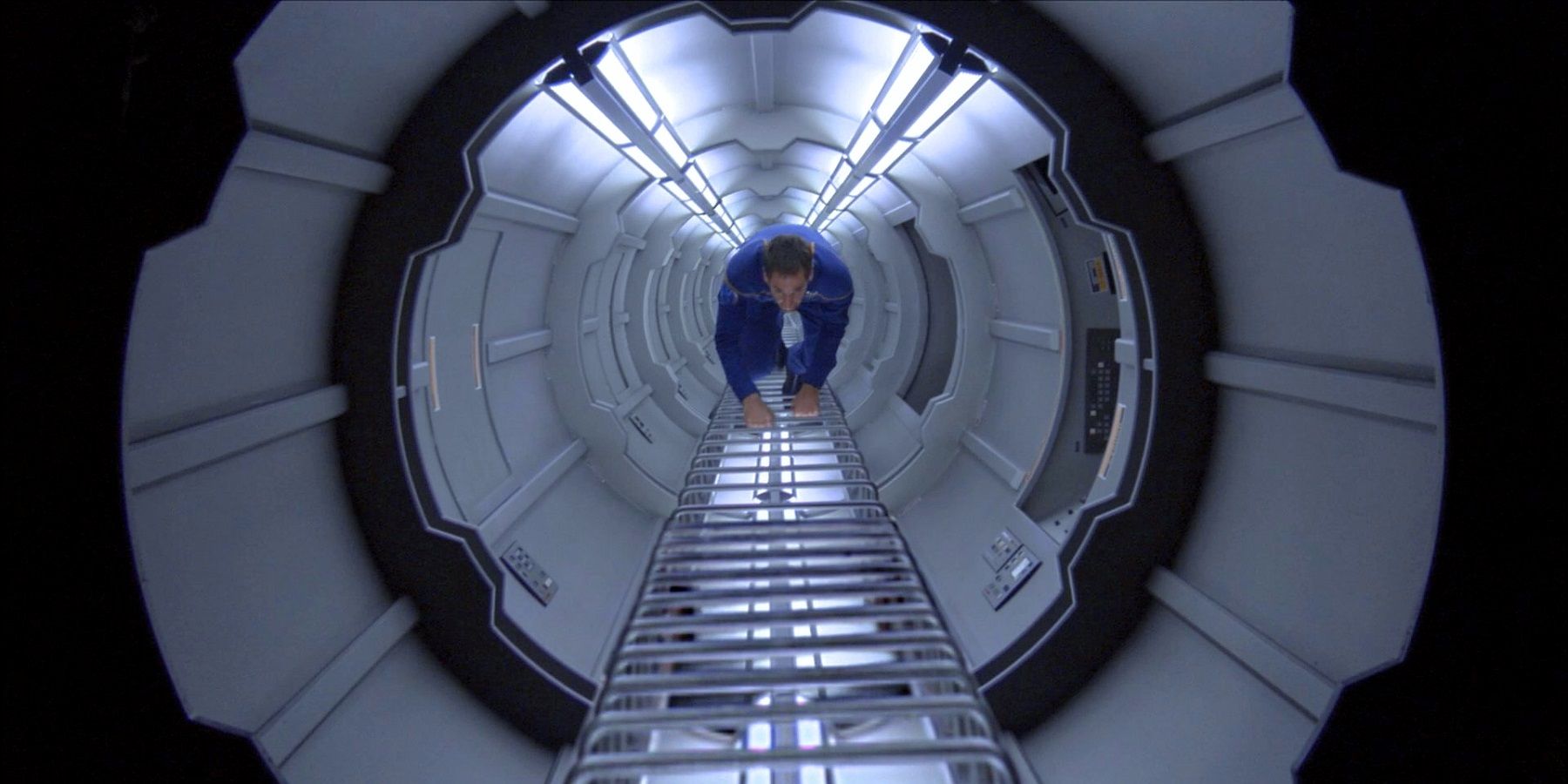Captain Archer climbing up a jefferies tube in Star Trek Enterprise
