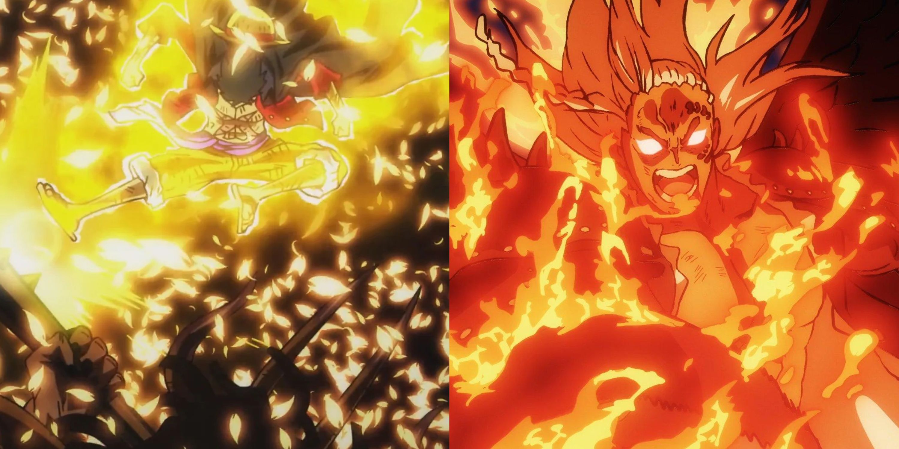 Monkey D. Luffy and King the Conflagration during the events of One Piece's Wano Country Arc
