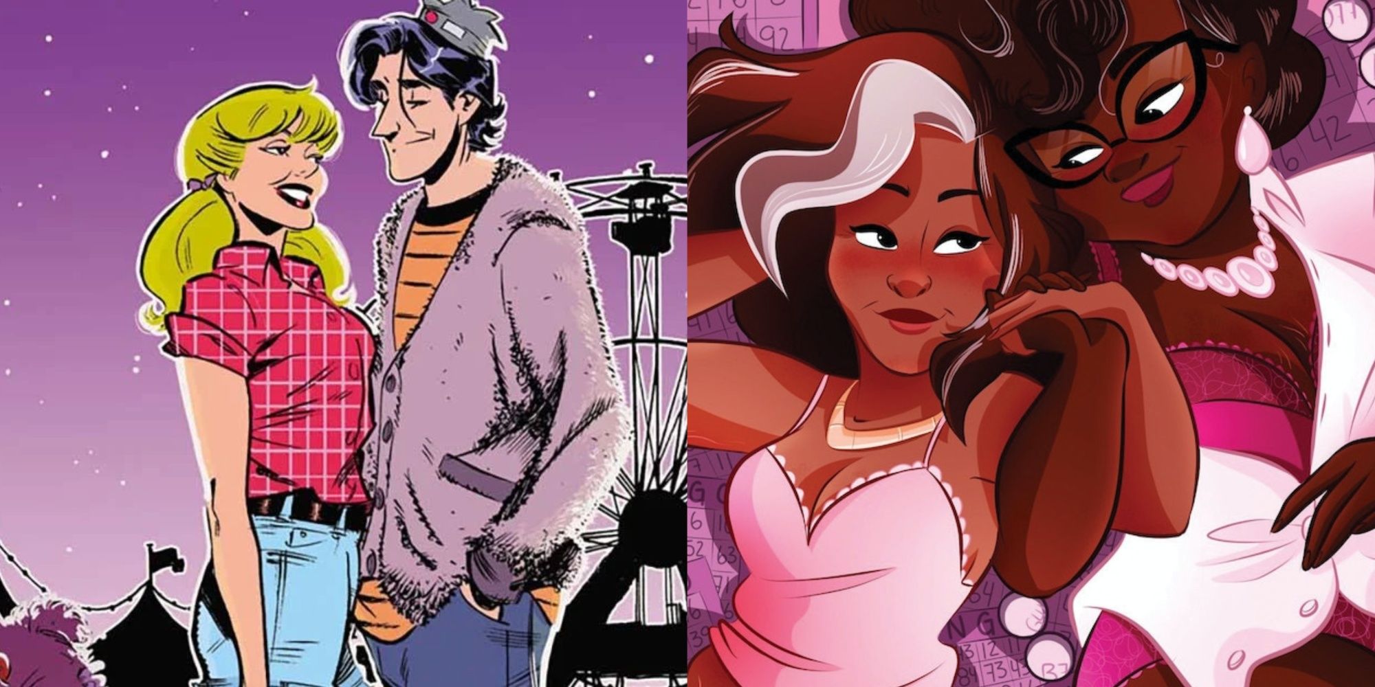Split Image of Betty and Jughead from Archie, and Hazel and Mari from Bingo Love