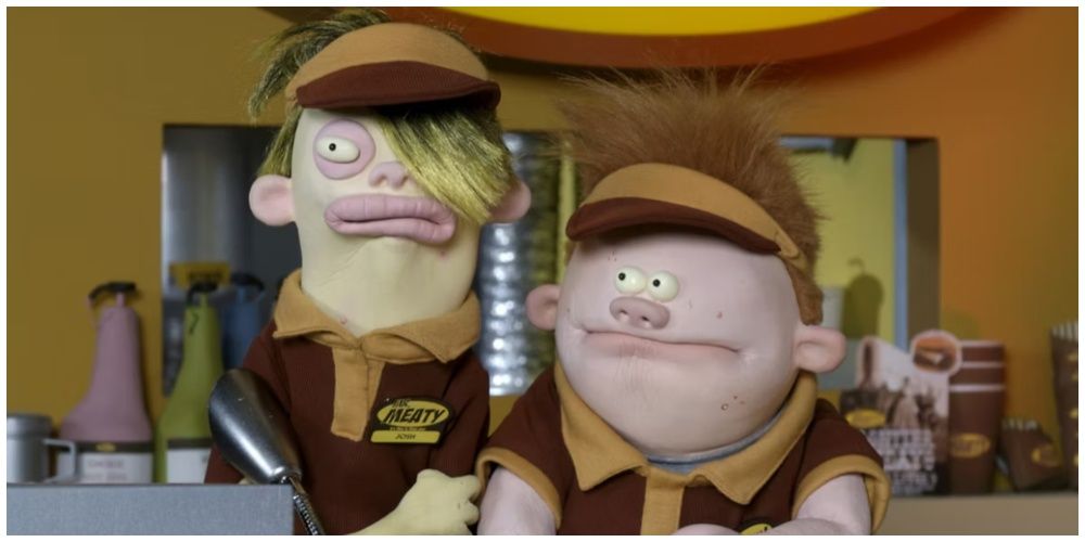 John and Parker frowning in Mr. Meaty