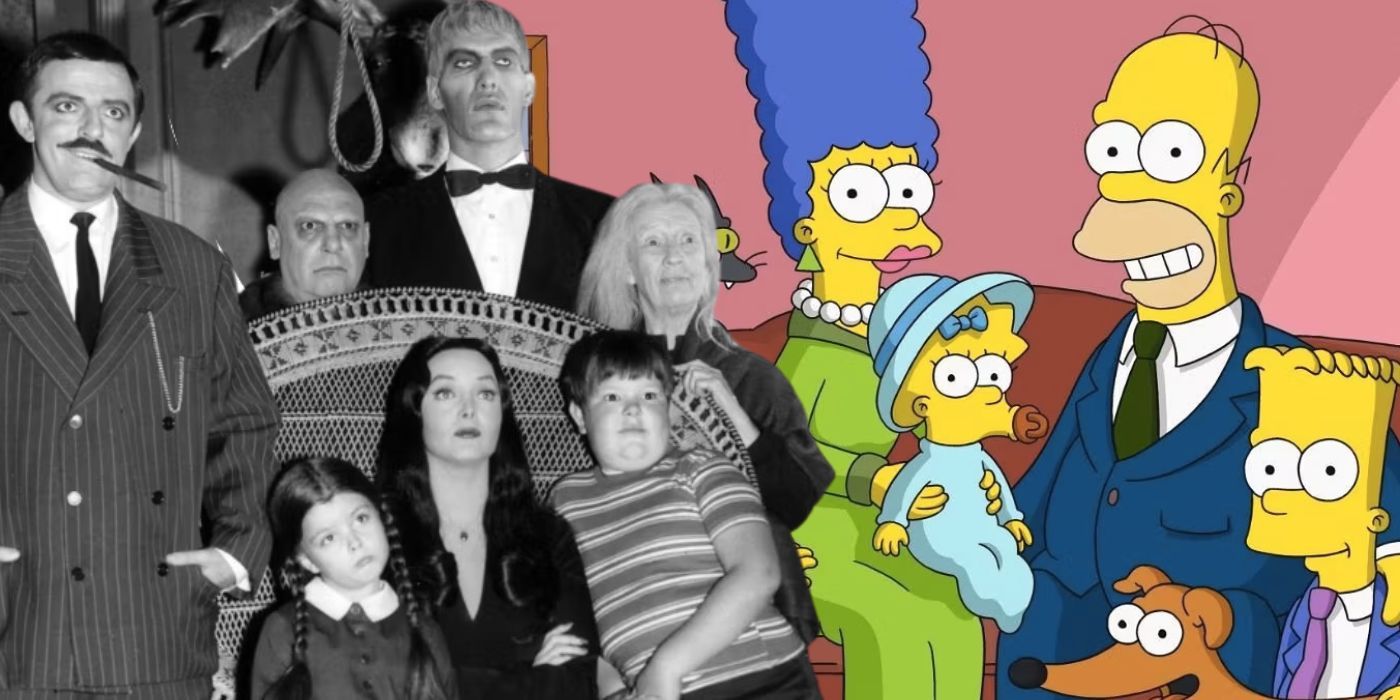 Collage of the Addams Family and The Simpsons