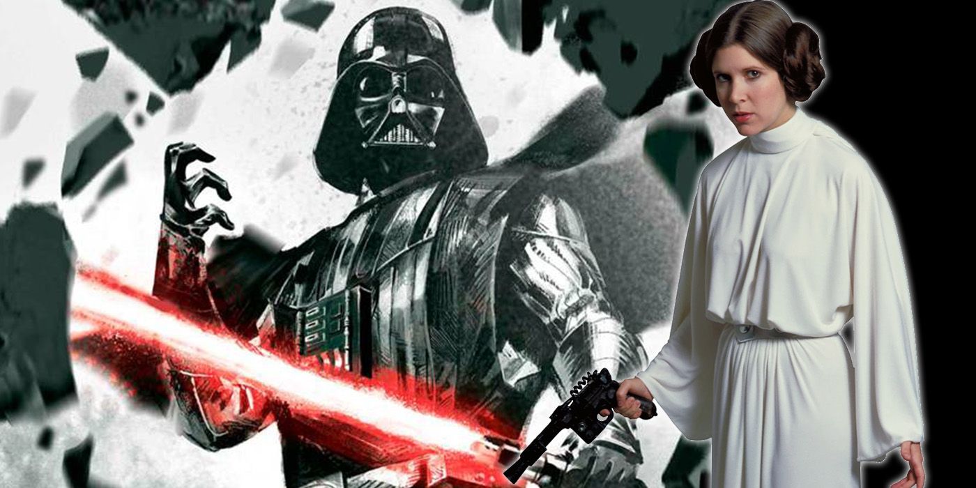 Darth Vader from Star Wars: Black, White & Red comics and Princess Leia from A New Hope