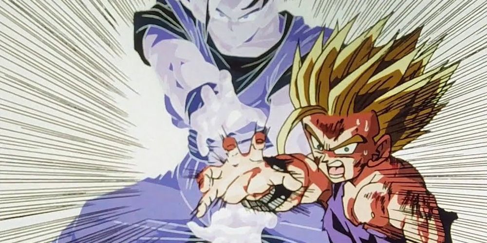 Goku helps Gohan from beyond the grave with a Father-Son Kamehameha in Dragon Ball Z