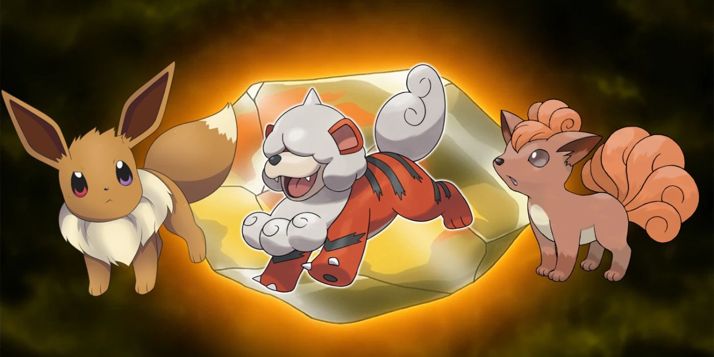 Eevee, Growlithe and Vulpix all evolve via Fire Stone in Pokémon