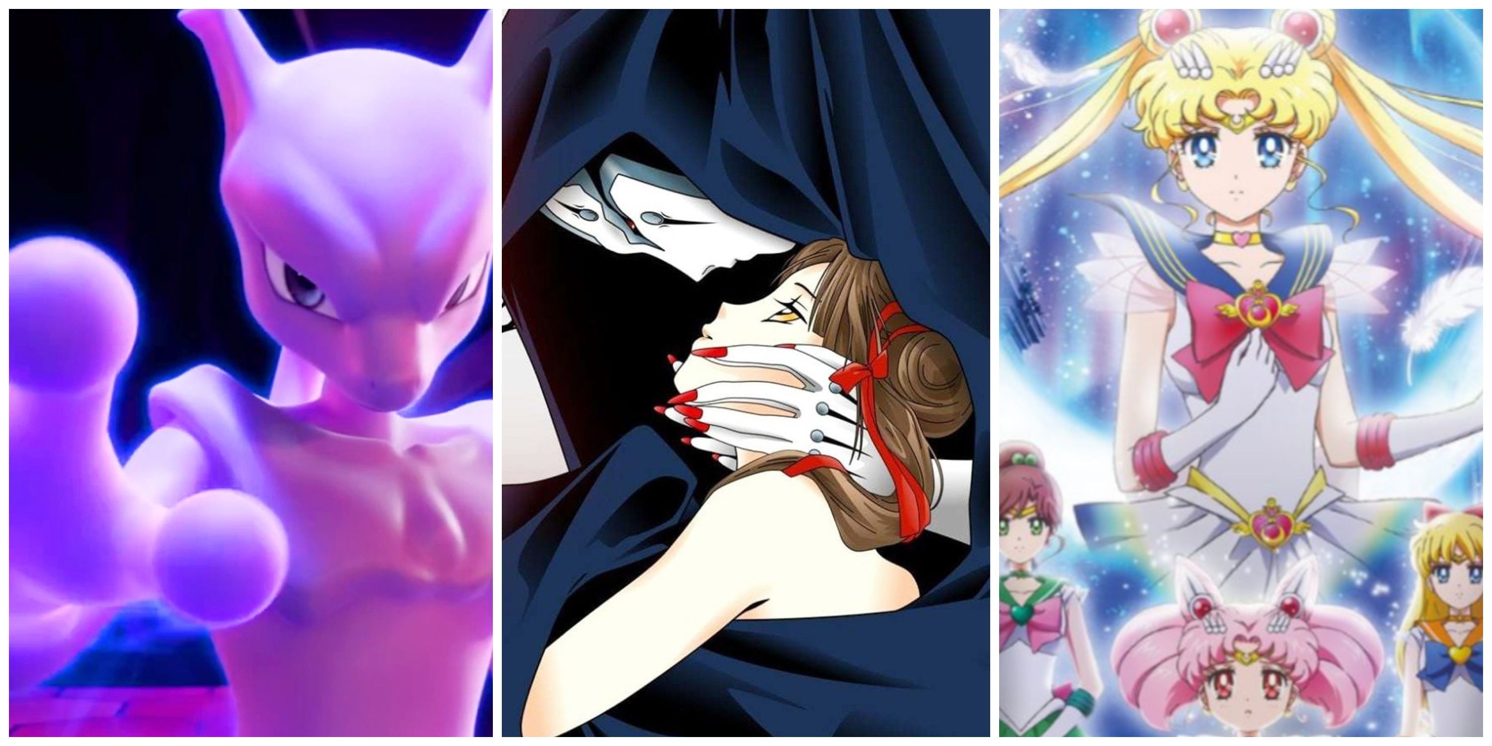 Mewtwo in Pokemon the Movie-Mewtwo Strikes Back Evolution, Larva and Miyu-Vampire Princess Miyu, Sailor Moon and Inner Senshi-Sailor Moon Crystal