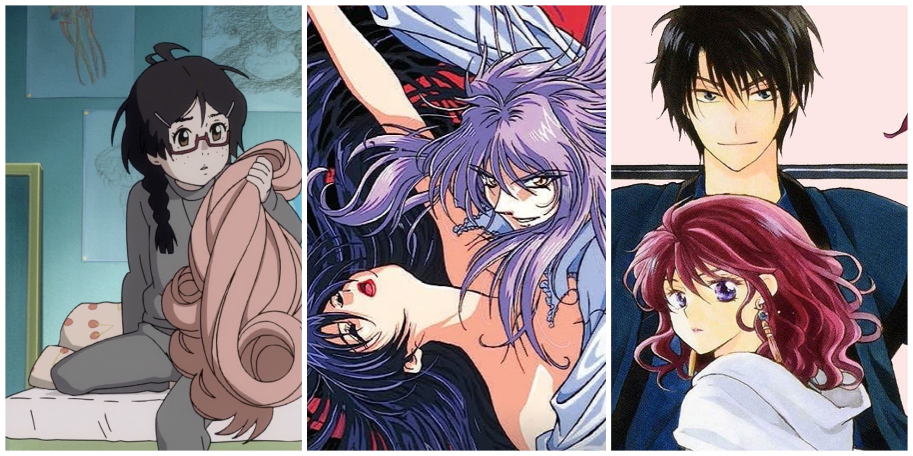 Split image, Princess Jellyfish, Shido and Riho from Nightwalker the Midnight Detective, Hak and Yona from Yona of the Dawn