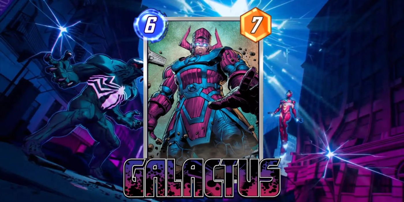 Cartão de Galactus no Marvel Snap contra o fundo da arte promocional