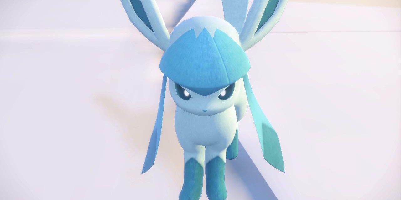 Un primer plano de Glaceon esperando con ansias Pokémon Escarlata y Violeta