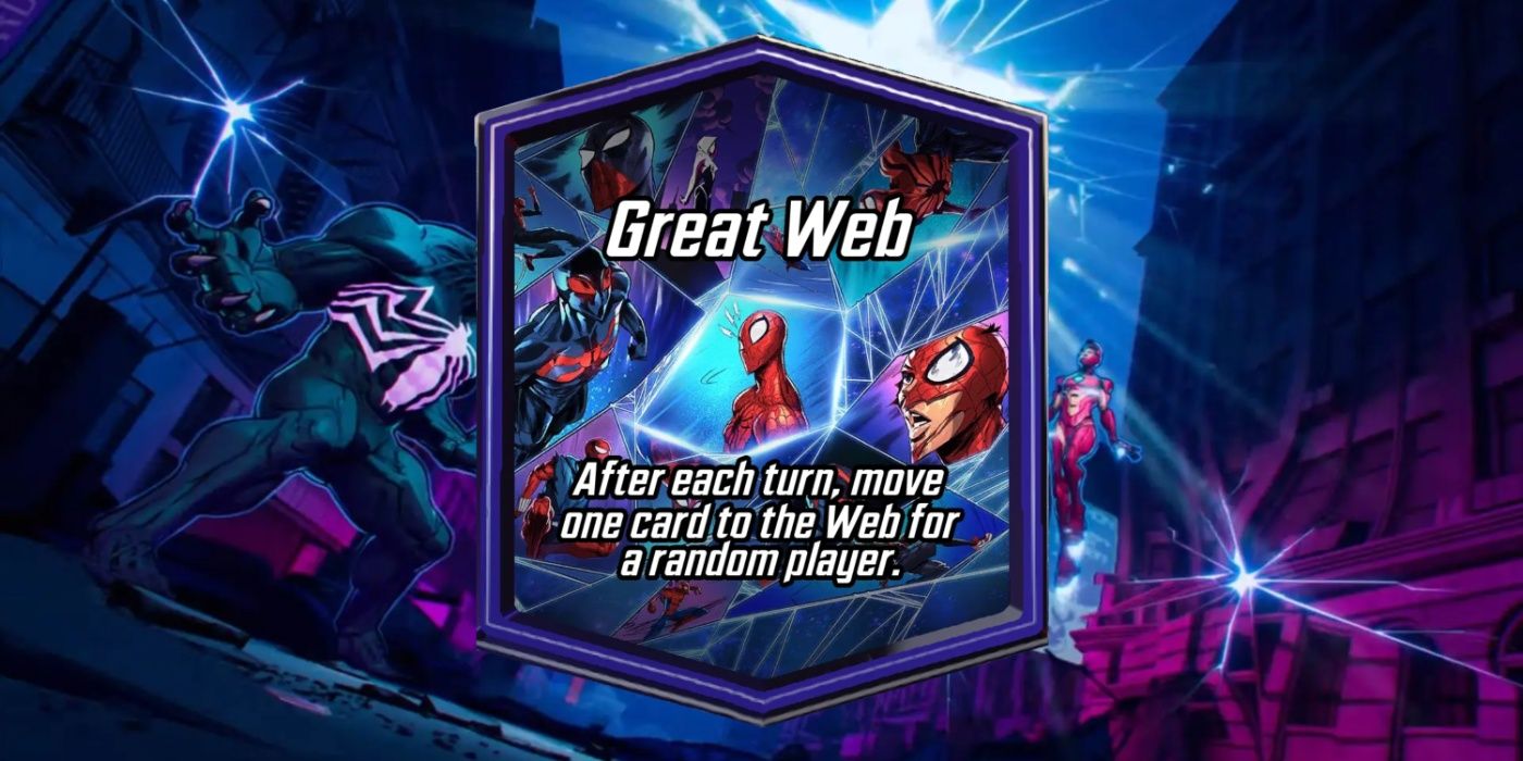 Um close-up da localização da Great Web no Marvel Snap