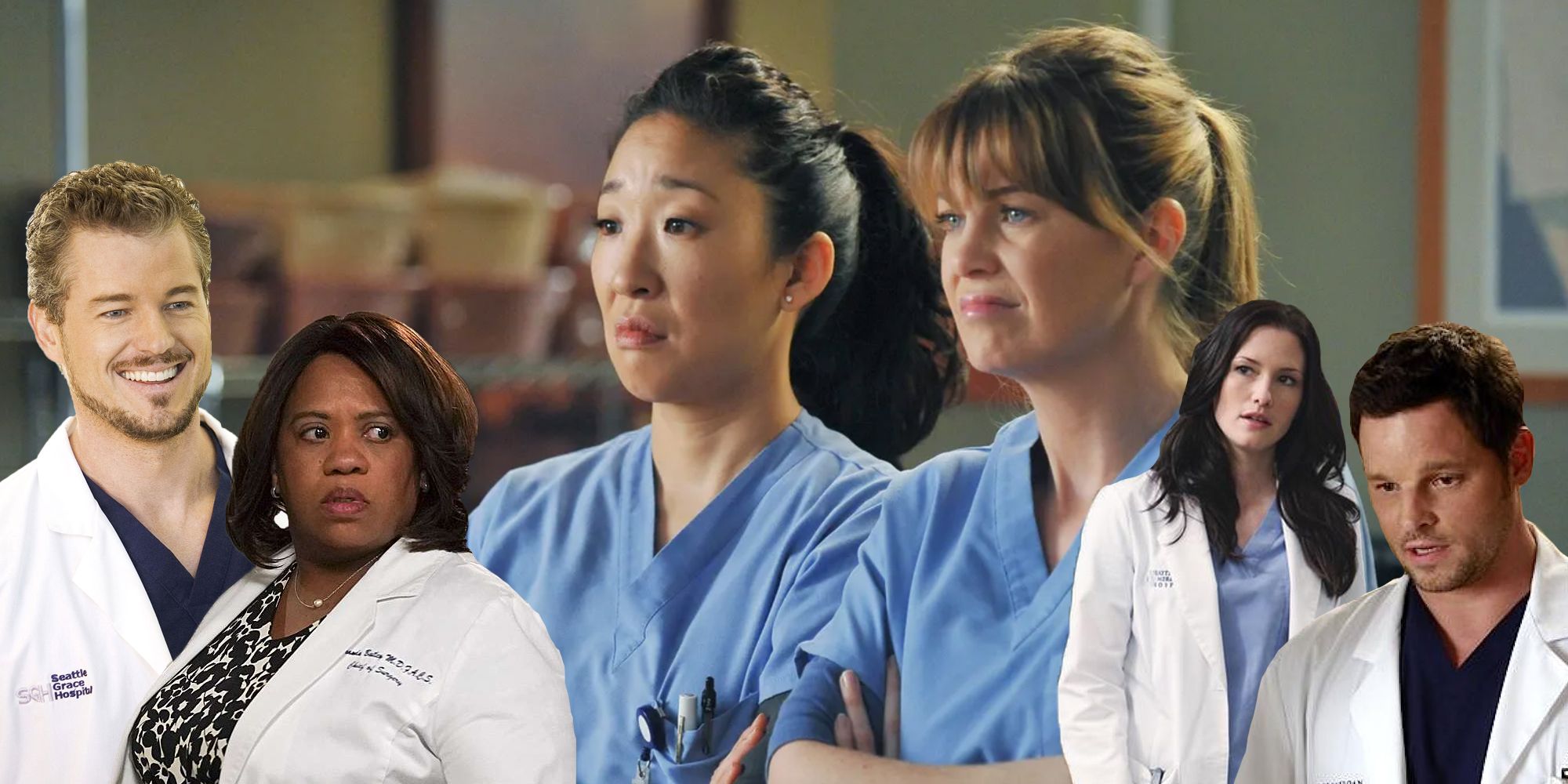 Grey's Anatomy's Mark Sloan, Miranda Bailey, Meredith Grey, Cristina Yang, Lexie Grey, Alex Karev