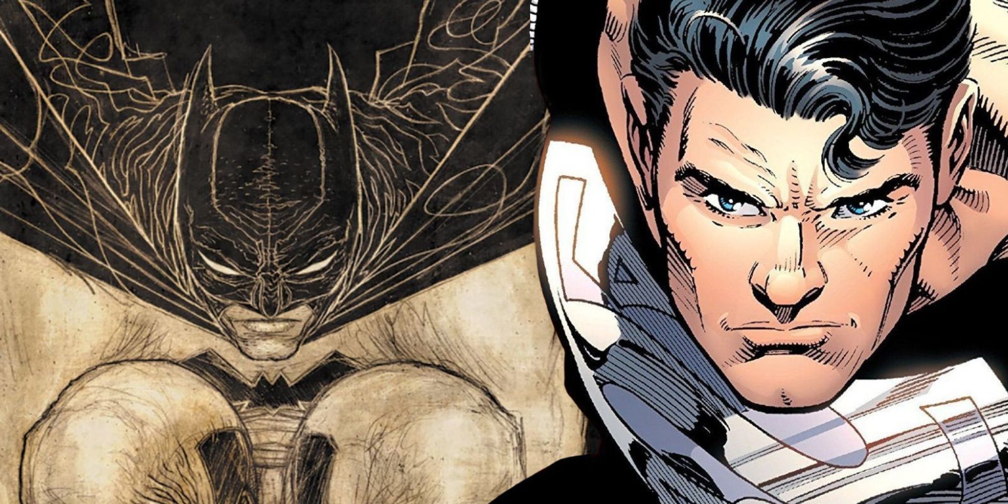 A composite image of Batman in Gargoyle Gotham and Return of Superman