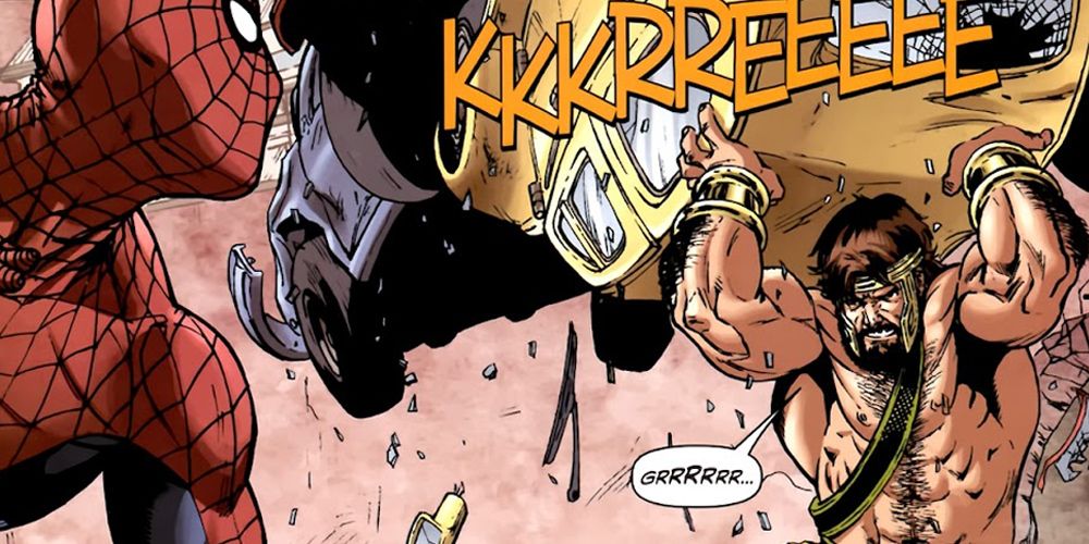 Hercules lifts a car in Assault on New Olympus: Prologue