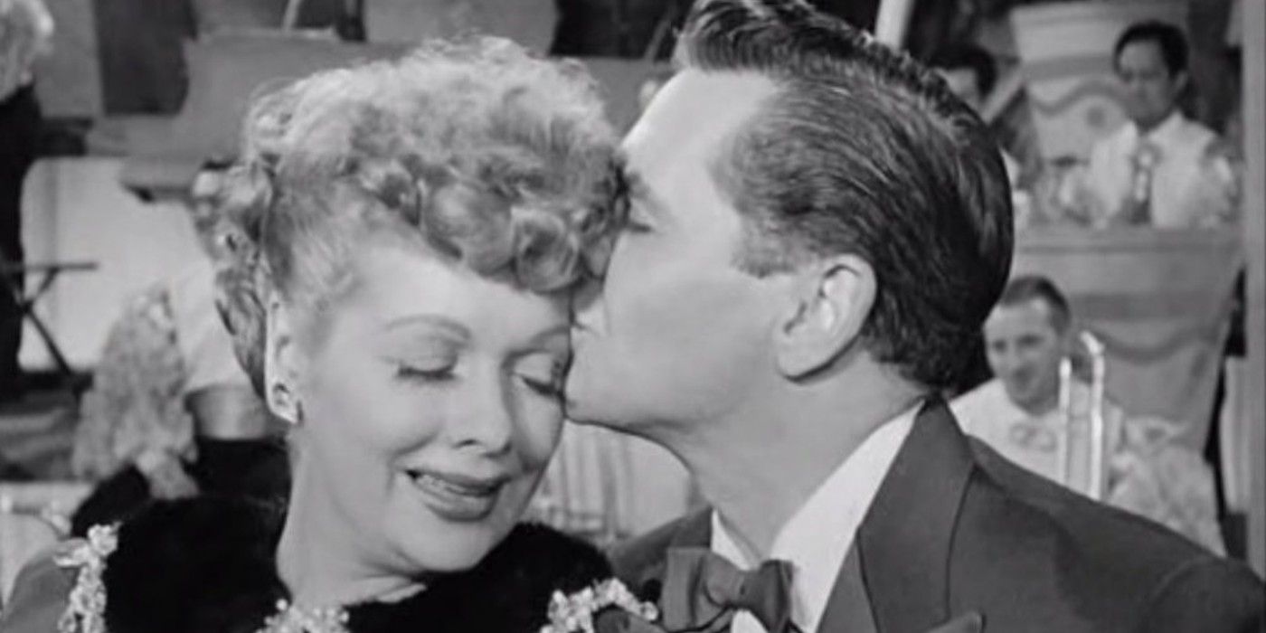 Ricky kisses Lucy's forehead at the nightclub in I Love Lucy, Lucy Is Enciente