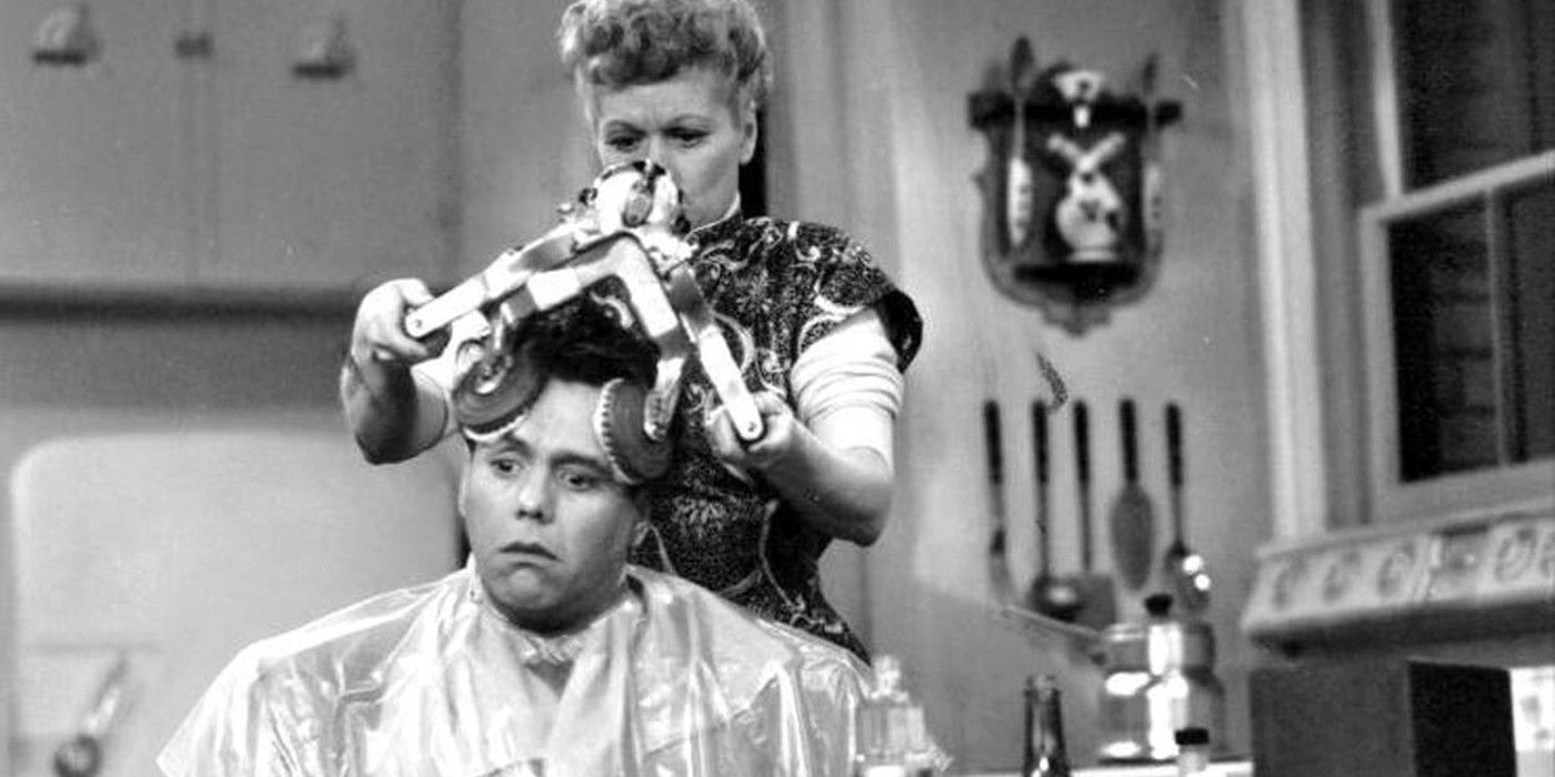 Lucy uses a crazy hair growth contraption on Ricky in I Love Lucy, Ricky Thinks He's Getting Bald