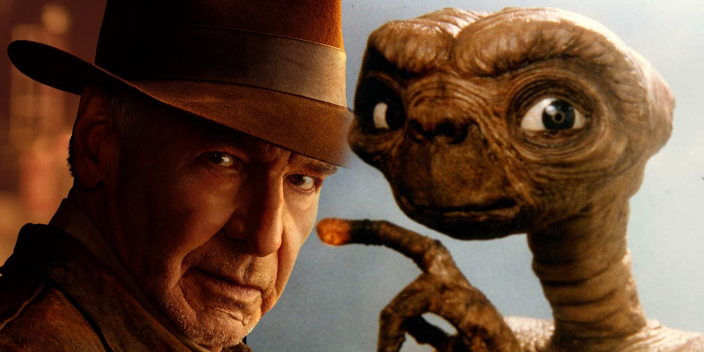 Split Image: Indiana Jones (Harrison Ford) and E.T.
