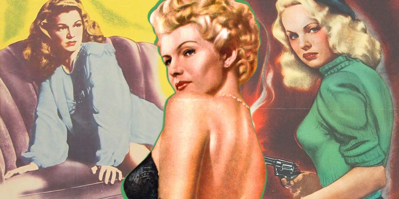 Collage of the leading ladies of The Lady from Shanghai, Gun Crazy and Murder, My Sweet