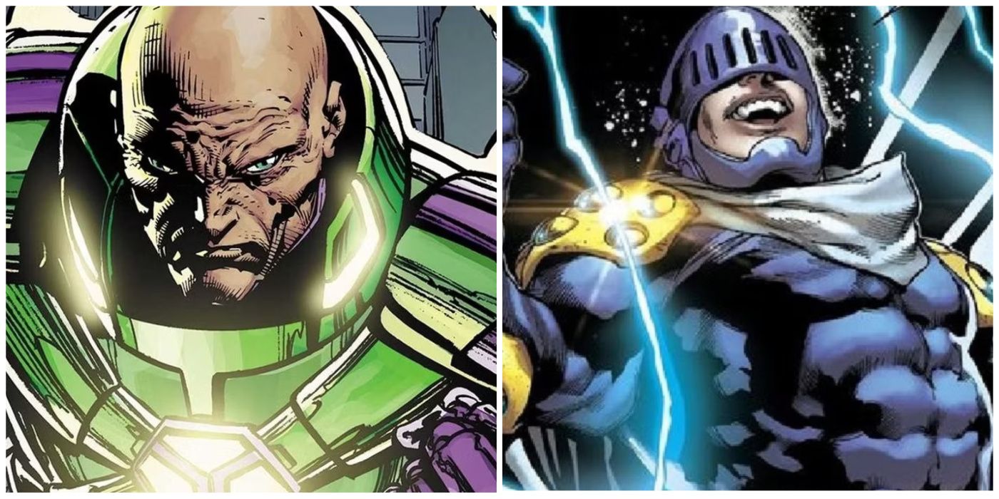 Split image of Lex Luthor and Prometheus from DC Comics