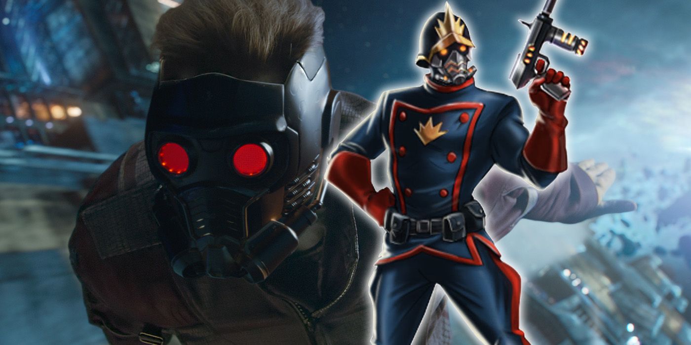original Marvel comic Star-Lord and MCU version flying