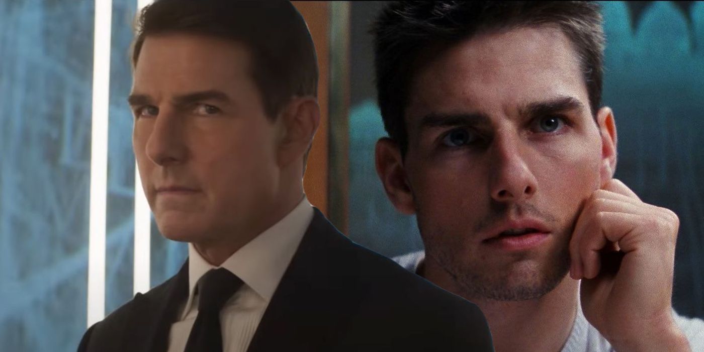 Split Image: Tom Cruise in Mission Impossible 7 and Mission Impossible