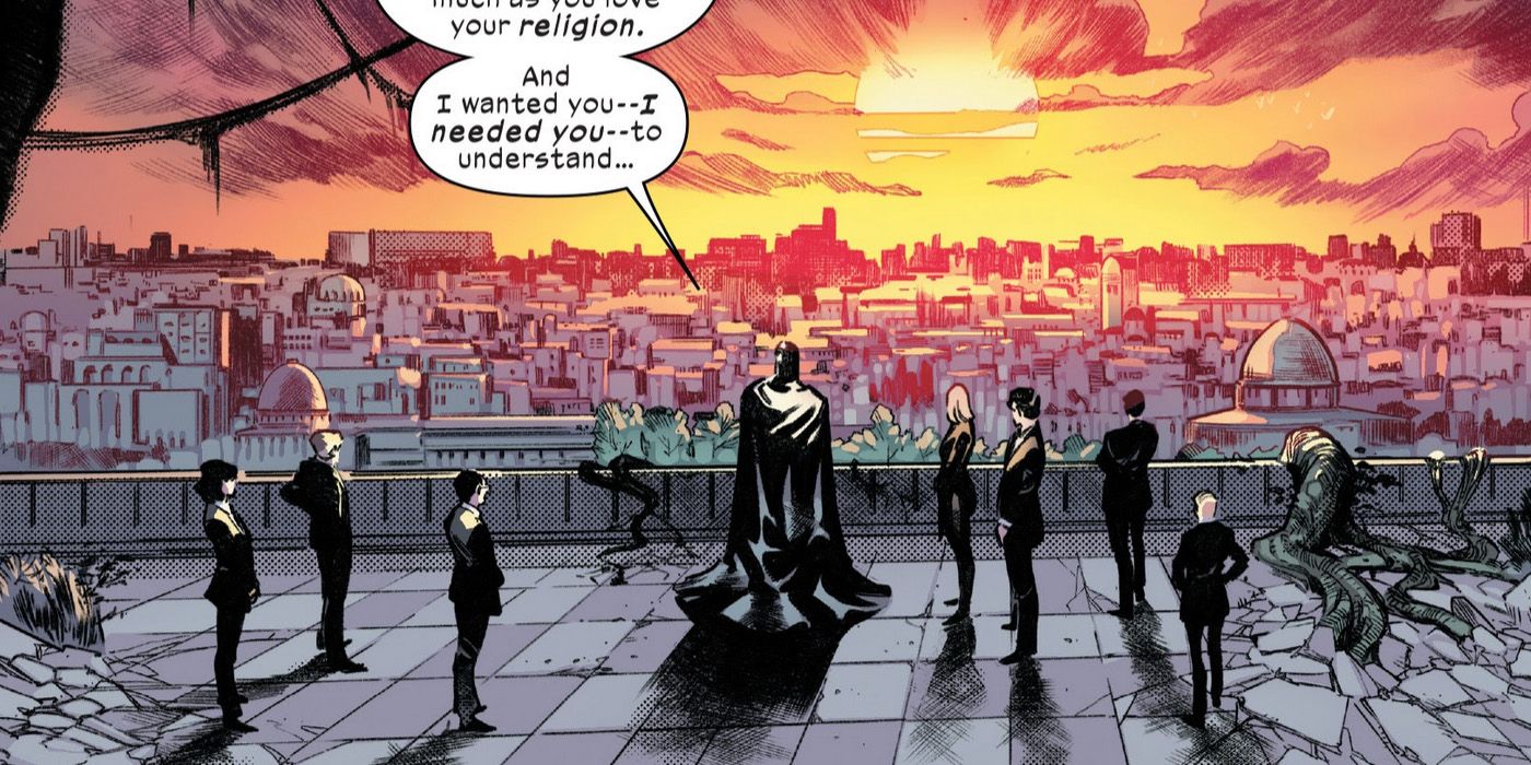 Magneto revelando a existência de Krakoa para o mundo na Marvel Comics