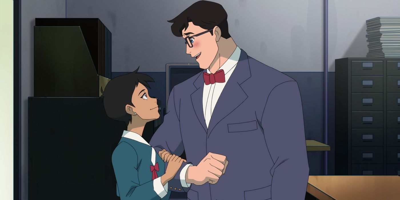 My Adventures With Superman shows Lois on Clark's arm as she looks up at him