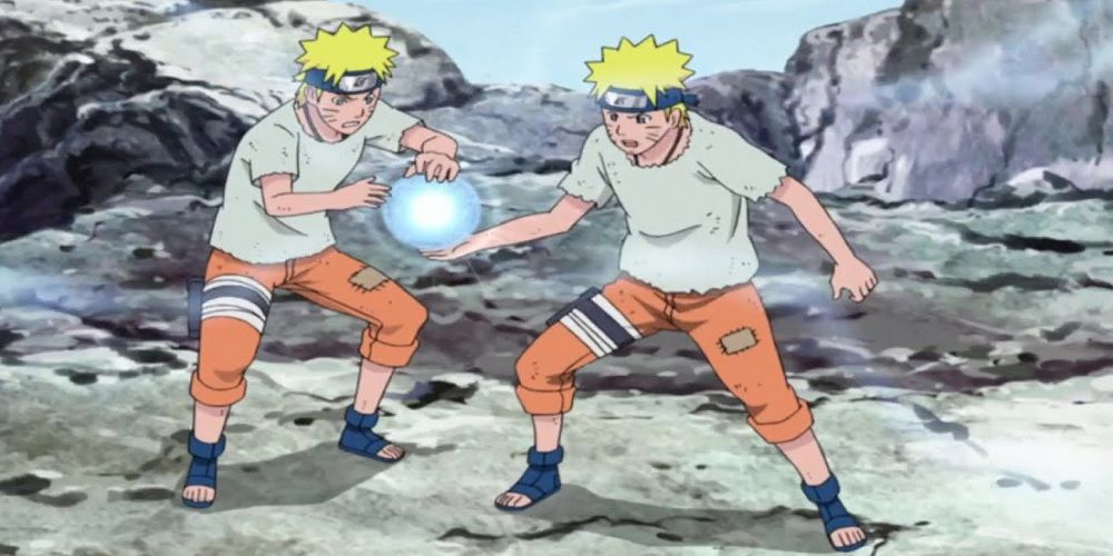Naruto praticando o Rasengan, Naruto