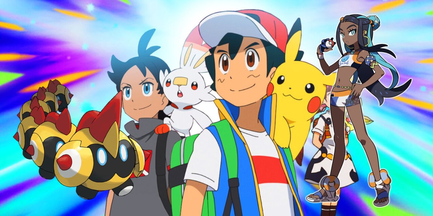 Pokemon Journeys anime with Ash Ketchum, Pikachu, Falinks, and other characters