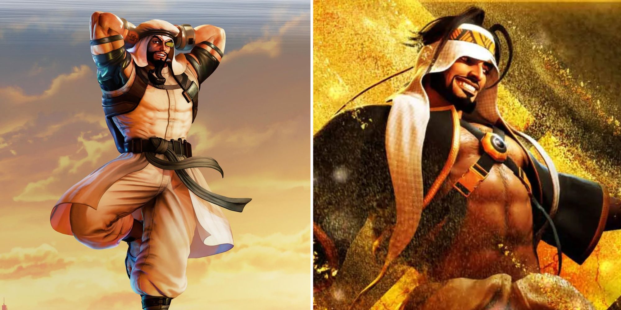 Rashid character arts for both Street Fighter V and Street Fighter 6