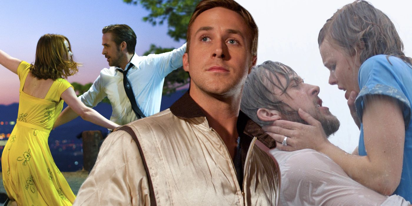 Split Image: Ryan Gosling in La La Land, Drive, and The Notebook
