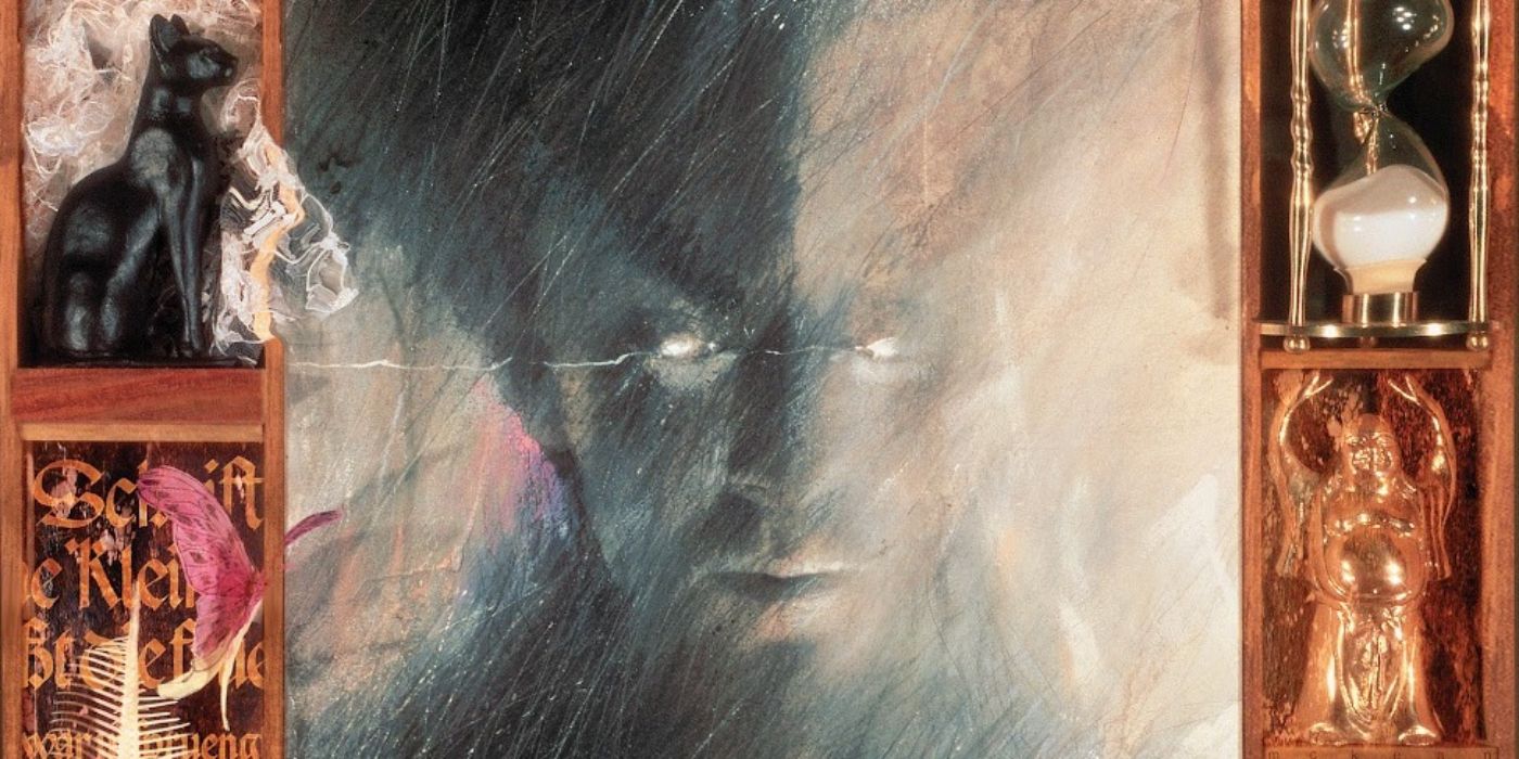 A close up of Morpheus on the cover to DC's The Sandman #1 by Dave McKean.