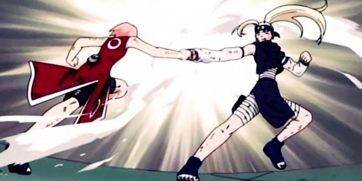 Sakura and Ino's punch meets in midair
