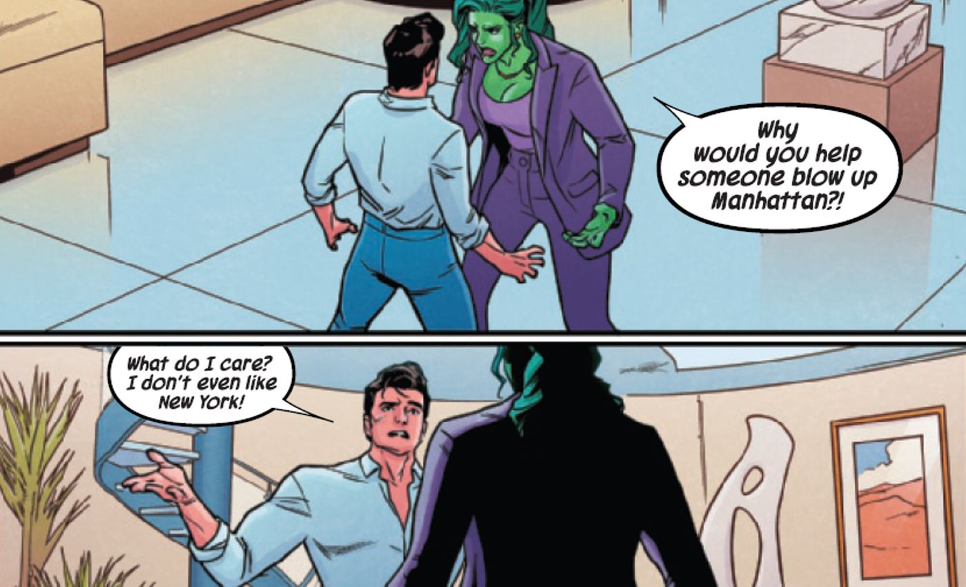 Scoundrel confrontando She-Hulk na Marvel Comics