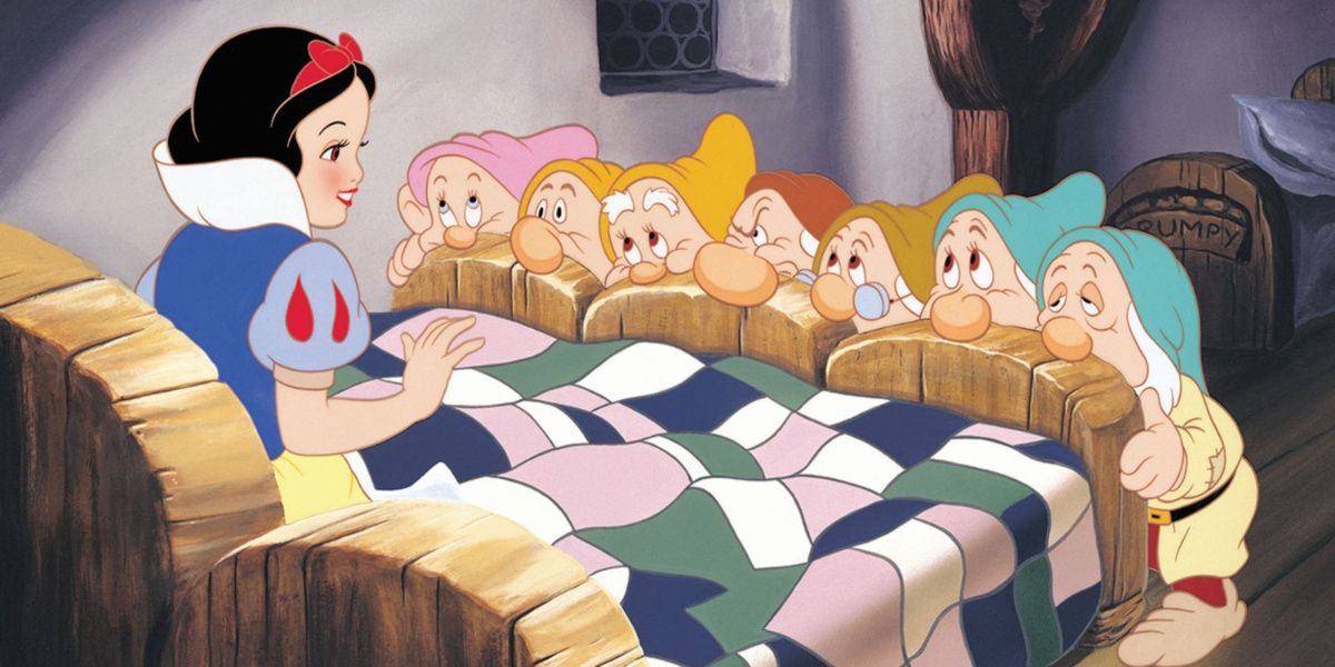 Snow White and the Seven Dwarfs in Disney's animated classic 
