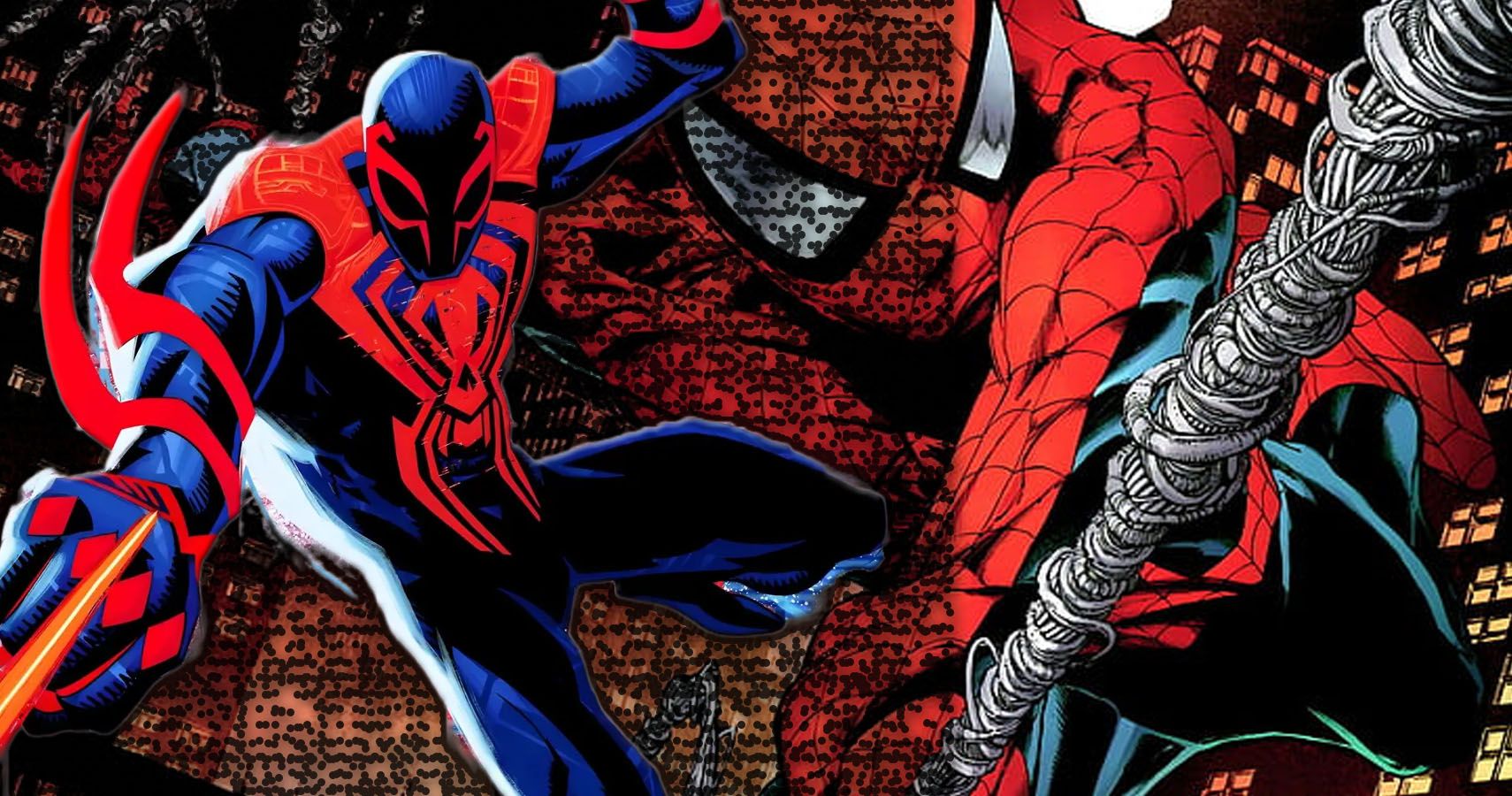 Spider-Man 2099 and The Amazing Spider-Man Swinging around