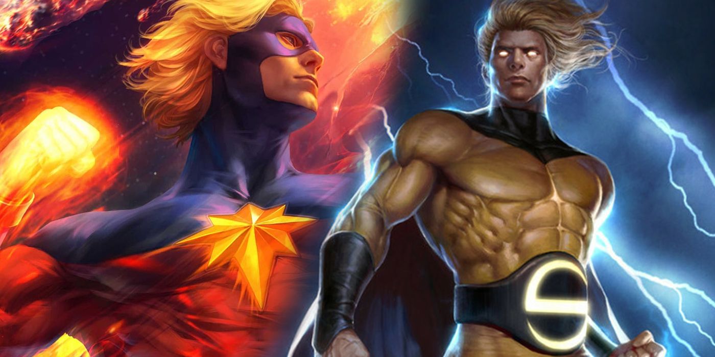 Split image of Captain Mar-Vell and The Sentry from Marvel Comics