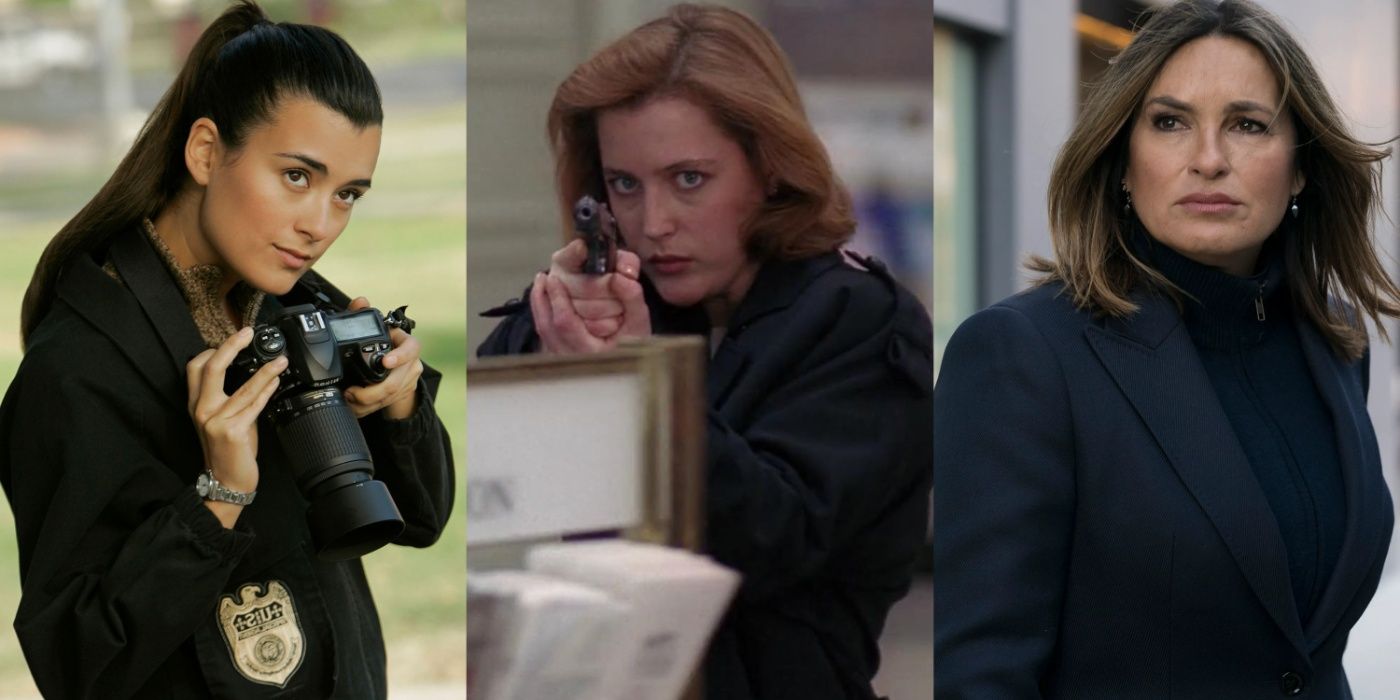 Split Image of Ziva David from NCIS, Dana Scully from The X-Files, and Olivia Benson from Law & Order Special Victims Unit